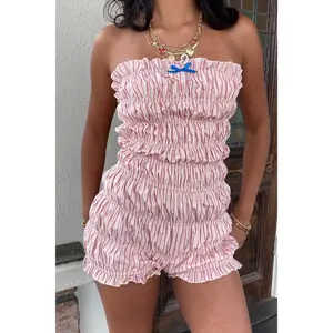 Ruffled Strapless Romper