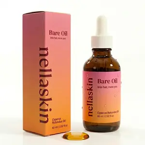 nellaskin Bare Oil Cyperus Rotundus Oil for Natural Hair Reduction - 60ml/2oz