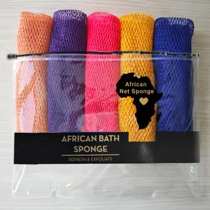 5 Piece African Exfoliating Net Sponge Bundle, Ethically Sourced from Nigeria Bath Sponge Bath Sponge Shower