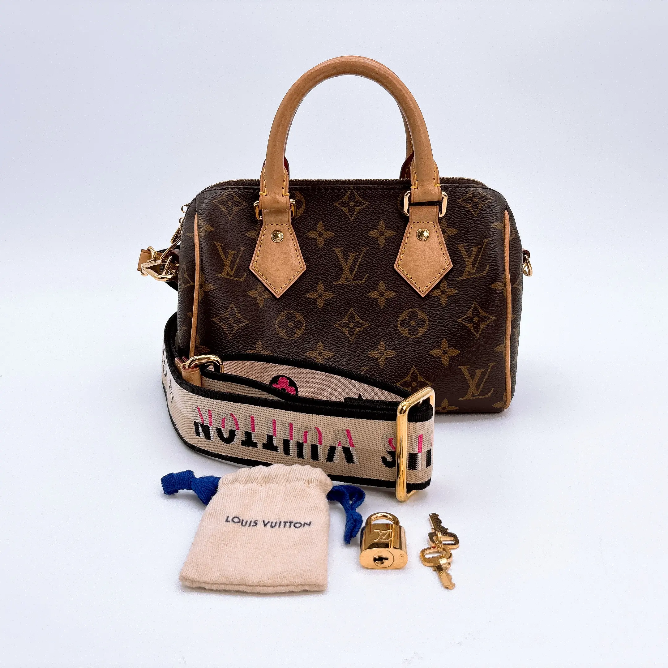 Pre-owned Louis Vuitton Monogram Speedy Bandouliere 20 Black