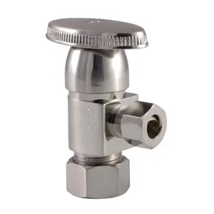 212 MAIN Americana Anti-Seize Deluxe Quarter Turn Ceramic Hardisc Cartridge Angle Stop, Brushed Nickel, 0.62 O.D x 0.37 in. O.D, Ceramic Cartridge