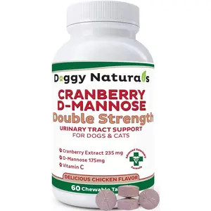 D-Mannose for Dogs and Cats Urinary Tract Infection Support Prevents and Eliminates UTI, Bladder Infection Kidney Support, Antioxidant Double Strength Tablet 60 Count