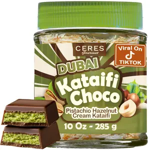 Dubai Spreadable Chocolate– Premium Chocolate Pistachio Spread with Roasted Phyllo, Gourmet Breakfast Chocolate