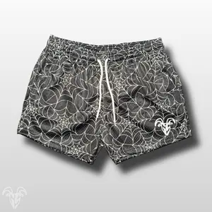 Goat Strength Spider Web Mesh Shorts – Halloween 5” Inseam Athletic Shorts with Zipper Pockets for Gym, Running & Pickleball