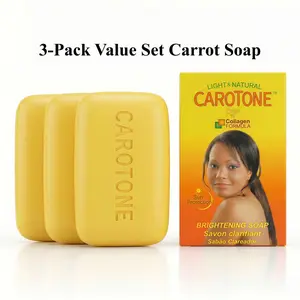 3-Pack Carrot Facial Cleansing Soap Set – Antioxidant Cleanser with Collagen & Vitamin C, Gentle for Daily Skincare Routine, 20.1 OZ/549g Total, Gift for Women