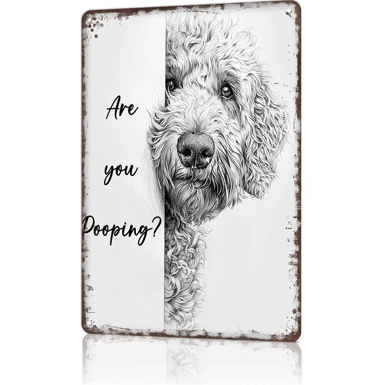 8x12 Inch Aluminum Goldendoodle Decorative Home Sign - Funny Dog Sketch Novelty Wall Decor, Quirky Bathroom Plaque for Dog Lovers, Decorative Home Signs, Novelty Home Signs