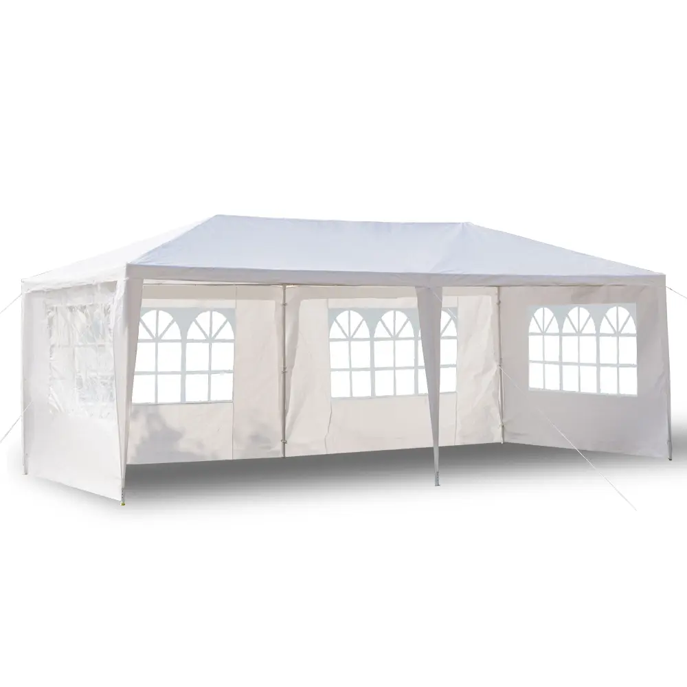 10x20 FT Heavy Duty Outdoor Party Tent, White PE Fabric Waterproof Canopy Shelter with 4 Removable Sidewalls & Windows, Secure Setup Wedding Gazebo for Backyard Outdoor Events, Canopy Tent, Removable Walls, Holds Up To 30 People, Threaded Pipe Connections