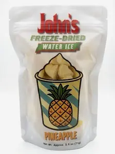 John’s Freeze-Dried Water Ice - Pineapple Flavor - Light & Crunchy Tropical Snack (Mango, Lemon, Cherry & 4-Pack Variety Bundles) | Trending TikTok Candy, ASMR Crunchy Sweets, Resealable Pouch, Travel Friendly, School Lunchbox, Sugar Crunch