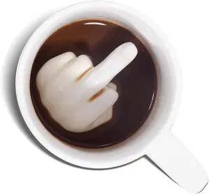 Middle Finger Cup Ceramic Novelty Coffee Mug with 3D Funny Finger Inside for Christmas Birthday 350ml - Best Birthday Gift Idea from Son, Daughter