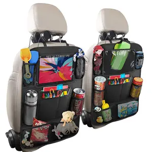 (2PCS)Backseat Car Organizer Mats Back Seat Organizers and Storage Bag with Touch Screen Tablet Holder for Kids Toddlers Seats, Travel Accessories, Road Trip Essentials