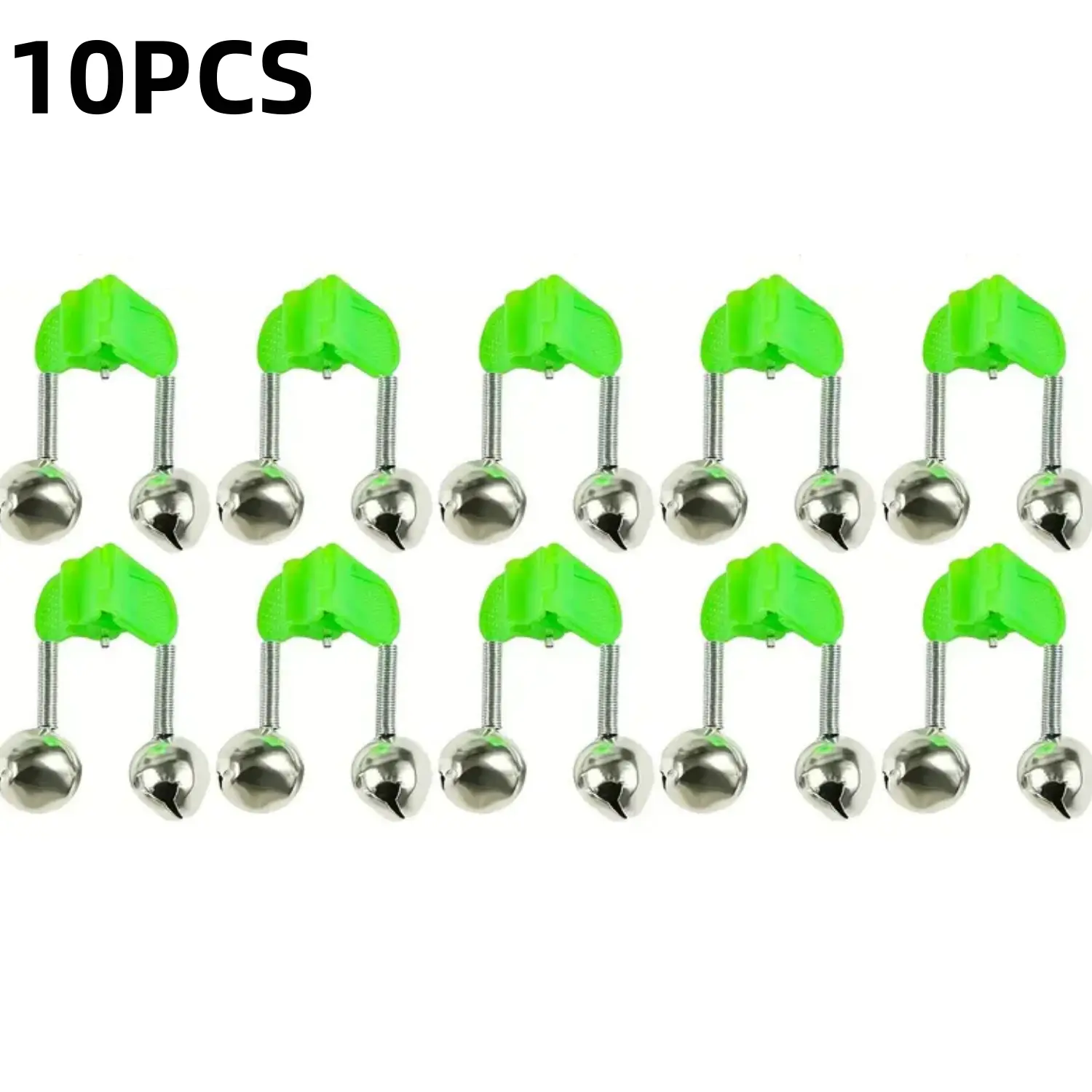 10-Pack Clip-On Fishing Rod Bells, Double Ring Bite Alarms with Versatile Attachment, Lightweight Iron & Plastic Fishing Equipment with Loud Alert, Loud Alarm