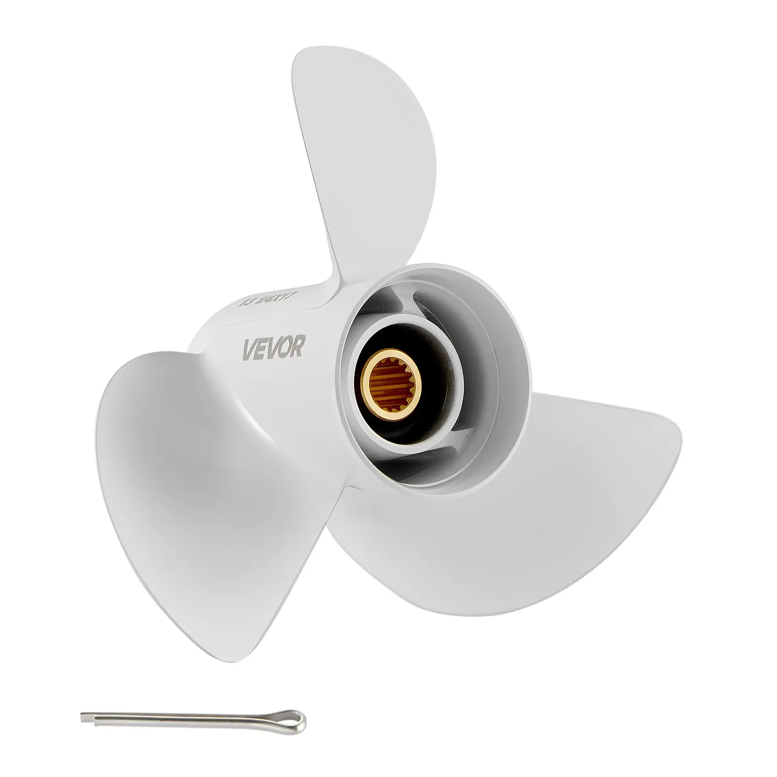 VEVOR Outboard Propeller, Upgrade OEM 15 Spline Tooth Aluminum Outboard Boat Propeller Fit Yamaha Engines 50-130 HP, 4-1/4" Gearcase, 3-Blade, RH (Right Hand Rotation), OEM Parts No.6E5-45945-01-EL