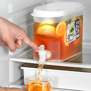Drink Dispenser for Fridge - Refrigerator Shaped Cooling Water Dispenser, Beverage Container, Juice Tea Pot With Tap - 3.5L / 1 Gallon Drinkware Jug
