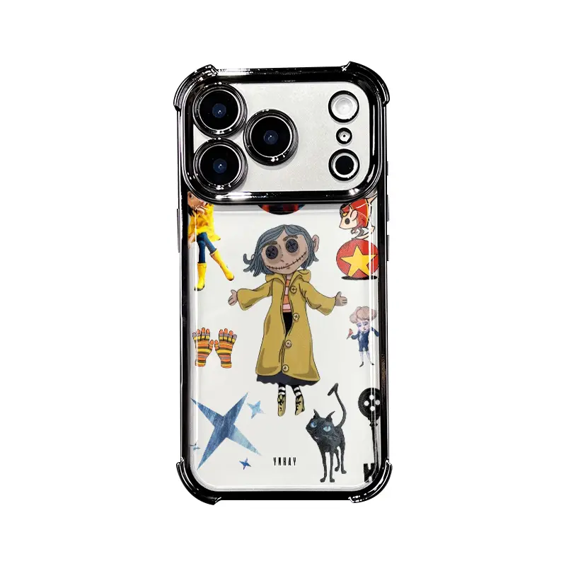 Fine Case Co Raincoat Girl Cartoon Doodle Art Clear Phone Case for iPhone 17 Pro Max 16 Pro Max 15 Plus 14Pro 13 12 11 XS Max XS XR & Samsung Galaxy S25 Ultra S24 Plus S23 Drop-Resistant with 4 Reinforced Corners shockproof cover