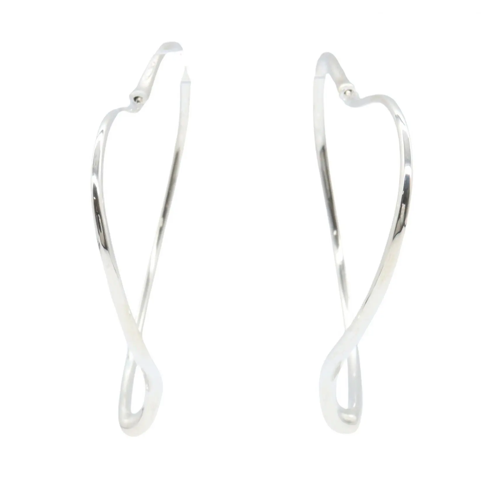 Pre-owned Tiffany & Co. Sterling Silver 925 (Ag925) Small Leather Goods Open Heart Silver Earrings