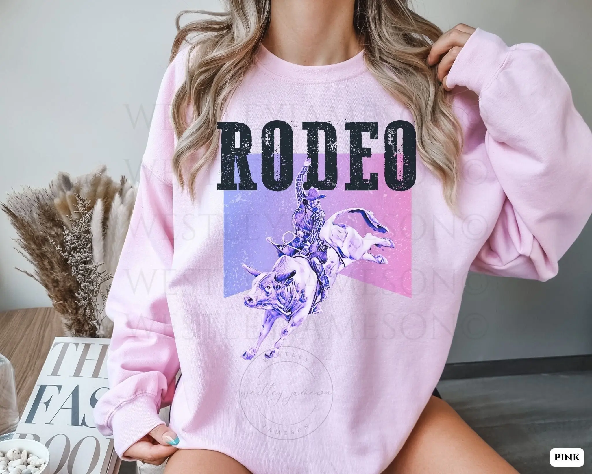 Rodeo Sweatshirt, Wild West Sweatshirt, Vintage Inspired, Neon Cowgirl, Western Graphic, Bull Riding Sweatshirt, Western Sweater, Coastal Cowgirl