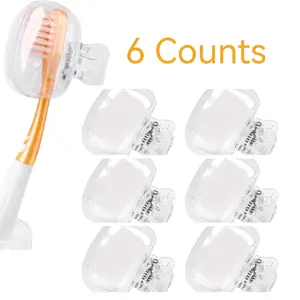 Transparent Toothbrush Holder, 6-Pack Protective Covers, Portable Travel Case, Easy-Open Lid Rack, Home Business Outdoor Use, Toothbrush Protector