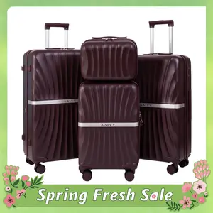 Luggage 4 Piece Set Suitcase with TSA, Airline-Approved Hard Shell Expandable Double Spinner Rolling Wheels Suitcases for Lightweight Travel (Dark Purple, 28in26in20in13in)