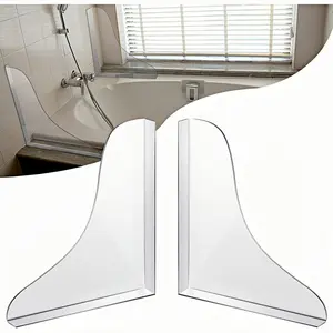 Self-Adhesive Shower Splash Guard, 2Pcs Transparent & Adjustable Silicone Seal for Bathtub and Wall Gap - Effectively Prevents Water Leakage and Keeps Floor Dry