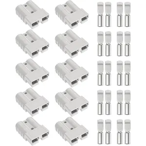Anderson Connector 50A-600V with 6-12 Gauge, Gray 10PCS Battery Quick Connect/Disconnect Battery Quick Connector Wire Harness Plug Kit for Winch, Trailer, Towing Systems