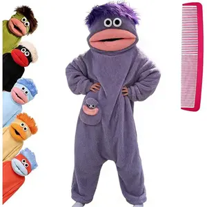 Funny Big  Onesie Pajamas with Large Comb – Oversized Plush Fleece Hooded One Piece for Sleep & Party