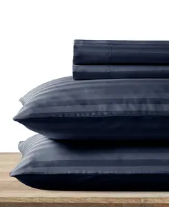 Damask 500 Thread Count Bed Sheets Set, 100% Cotton Sateen, Soft, Lightweight, Deep Pocket