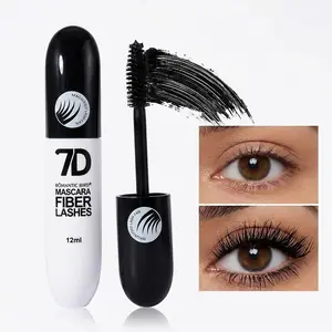 7D lengthening black silk fiber mascara, Volumizing mascara, 24-hour long-lasting, water and sweat resistant, non-sticky, non-greasy, long-lasting curling effect, silk fiber eyelash extender, suitable for all skin types, for beginners and party makeup