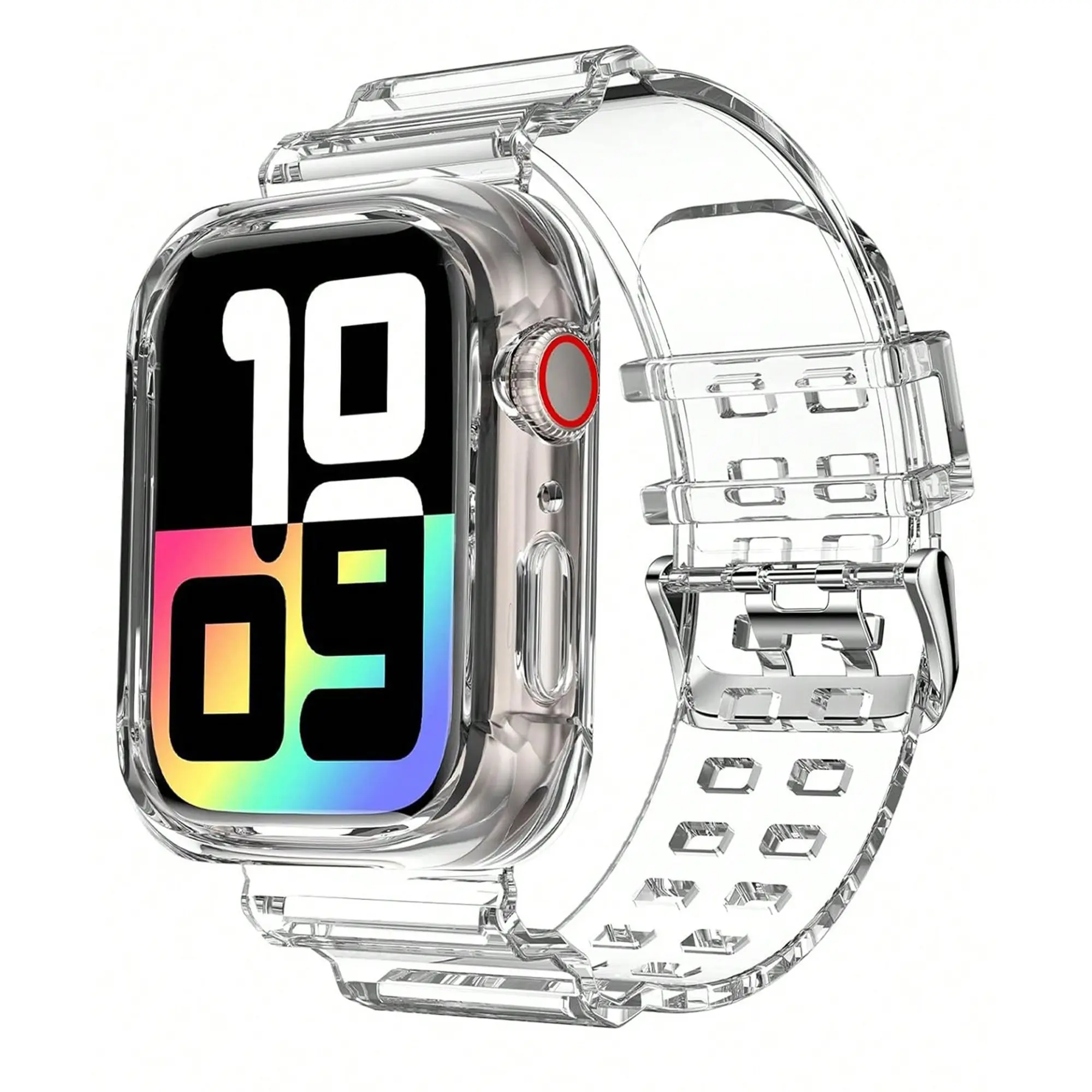 Apple Watch Candy Color Transparent Band + Case, Size Options 49mm-38mm, Crystal Sports Strap with Protective Frame, Fits Iwatch Series 11-1 Se Ultra, Smartwatch Accessories