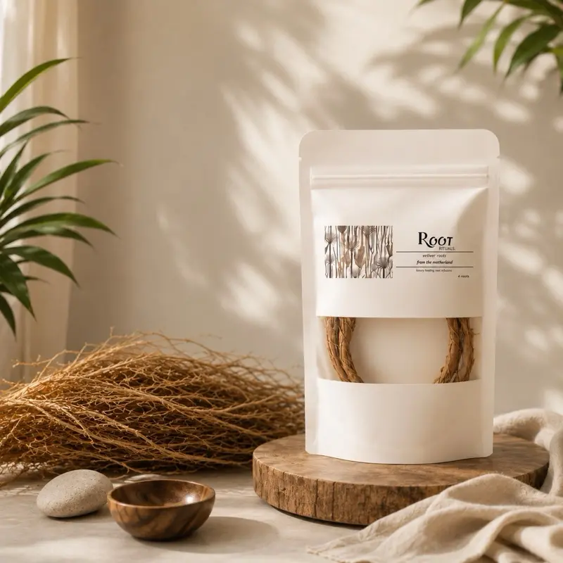 4-Bundle Sun-Dried Vetiver Roots Herbal Tea Blend - Loose Leaf, Feminine Wellness Odor Support, Natural Detox, Glow From Within, Traditional African Self-Care Healthy Drinks, Refreshes, Refill Pouch