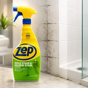 ZEP 32 oz. 946ml Mold and Mildew Stain Remover, Ready to Use Bleach Formula, Quickly Dissolves Stains on Tile Grout and Tubs, Whitens Surfaces, Easy Spray and Rinse for Bathroom Cleaning, Easy Spray, Scrub, and Rinse Cleaning for Tubs and Counters. summer