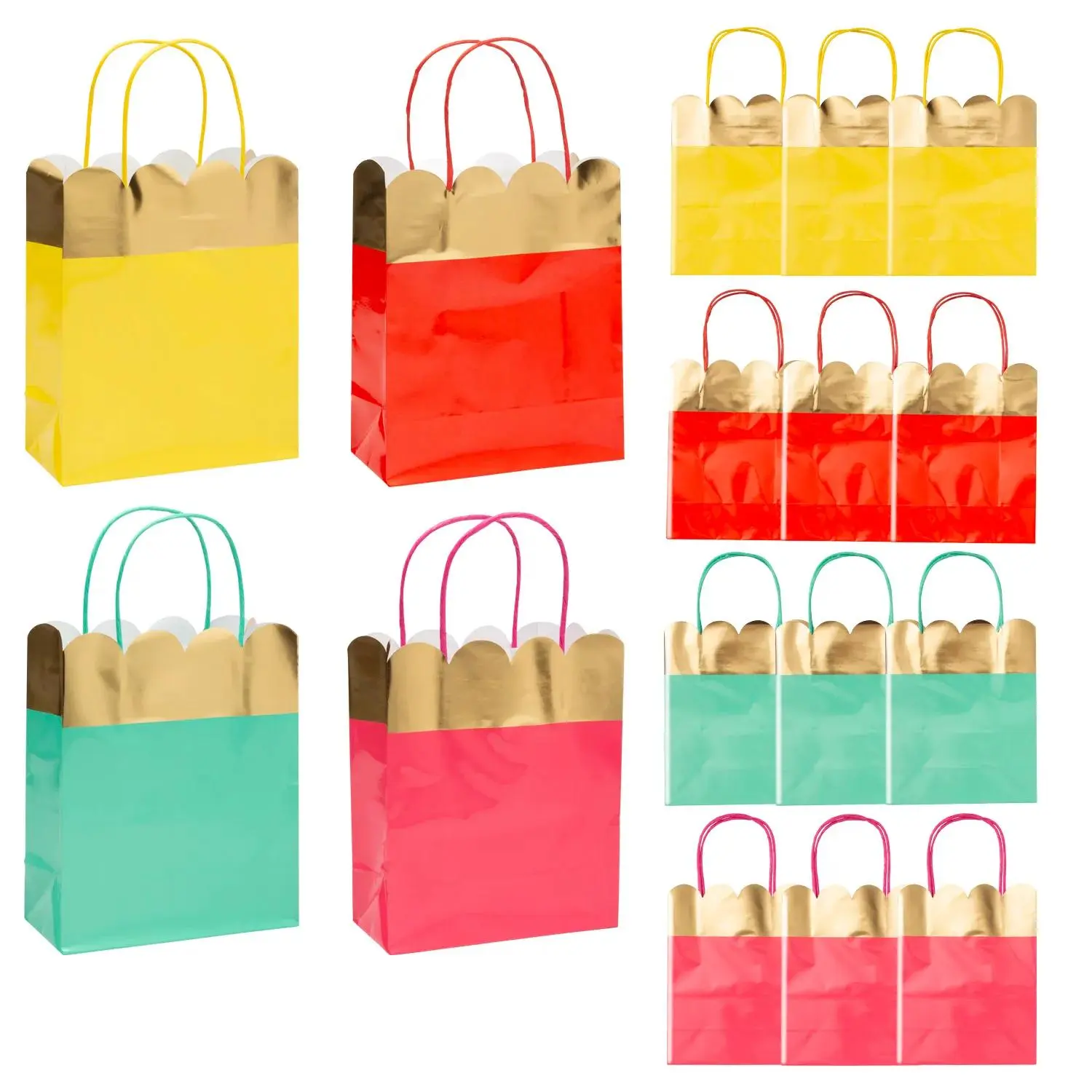 7 1/4" x 9" Medium Happy Day Paper Gift Bags - 12 Pc.