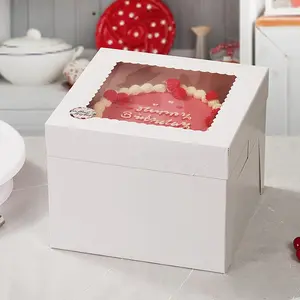 Cake Packaging Boxes with Window, 3 Sizes 8"/10"/12", Clear Window, Dessert Table Display Set, Baking Supplies, Cake Decoration Supplies for Parties