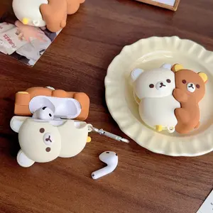 1 piece of Hug Bear shaped headphone protective case, durable silicone headphone case with anti drop function, Protection, Apple wireless Bluetooth headphone case, suitable for AirPods 1/2/3/4/pro/pro2/pro3, Earbuds Audio