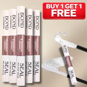 Lashiva 2 in 1 Bond & Seal 8ml, Long Lasting Waterproof, Latex-Free Eyelash Glue Super Strong Hold Clusters Lash Glue for Sensitive Eyes