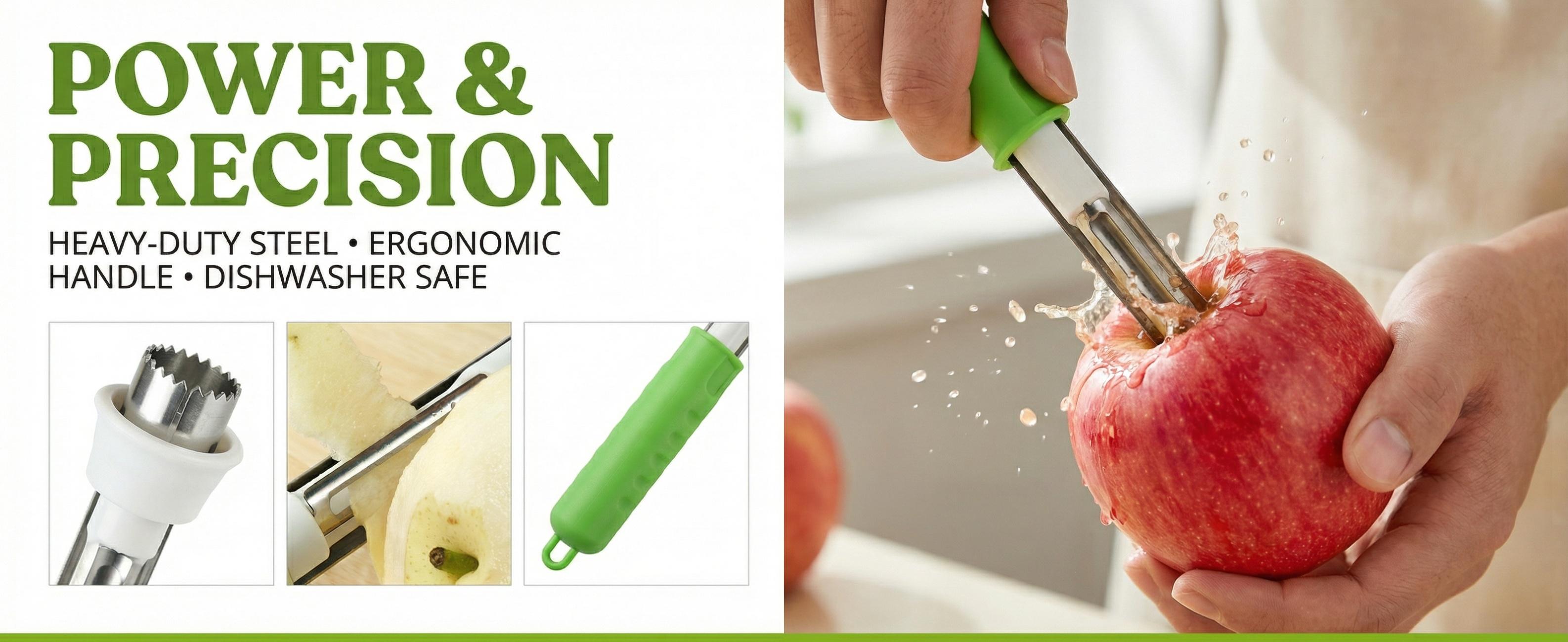 Food grade stainless steel 2-in-1 fruit corer and peeler, used as a telescopic corer for fruits such as apples and pears