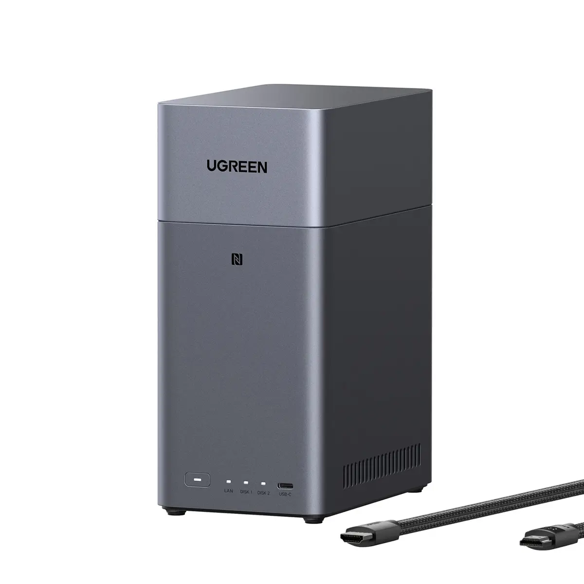 UGREEN NASync DH2300 2-Bay Network Attached Storage (NAS) Enclosure, Diskless Storage Device with HDMI Cable, Compact Form