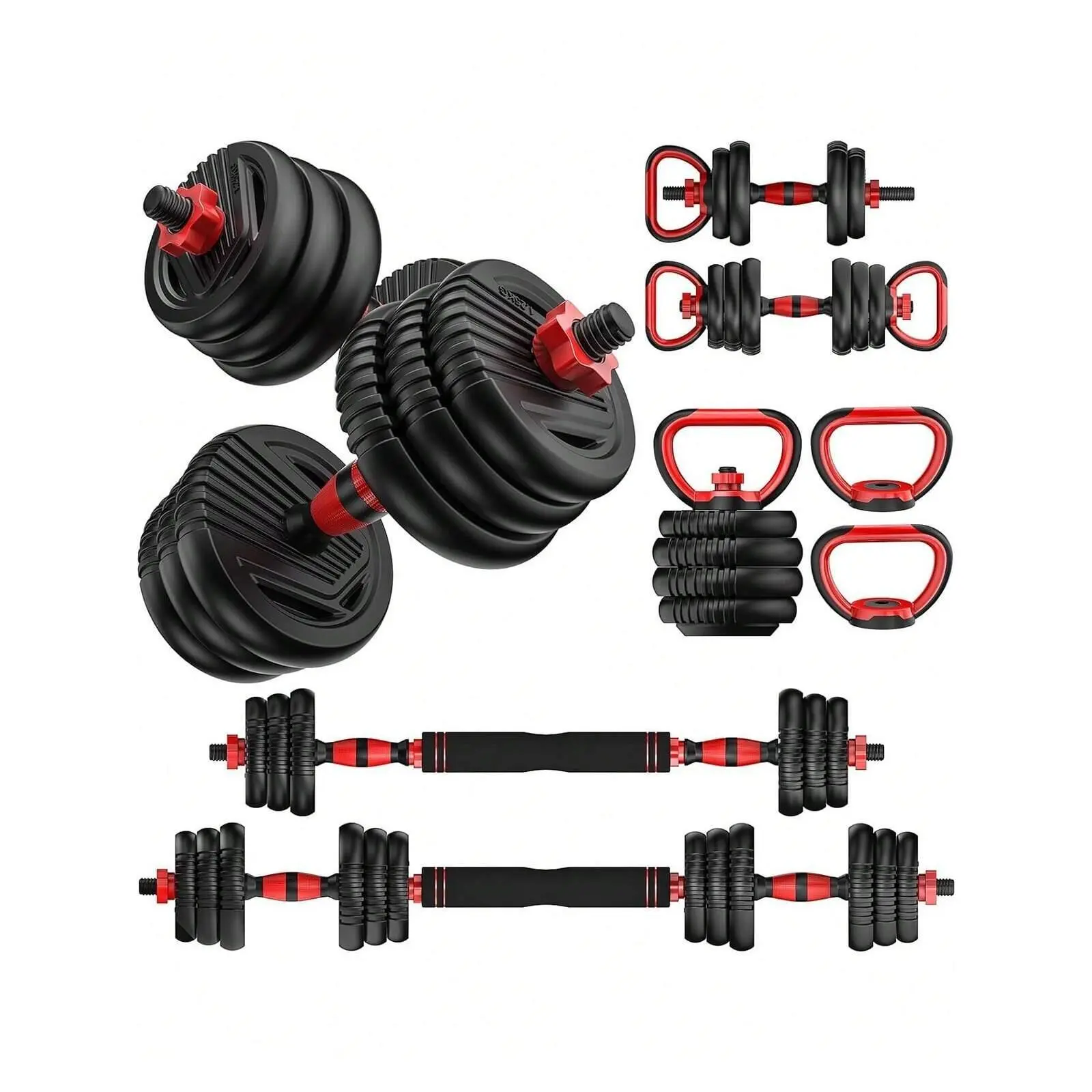 Hot selling styles  Adjustable 35LBS Free Weights Dumbbells 4 In 1 Weight Set Dumbbell Barbell Kettlebell Push Up Home Gym Fiess Workout Equipment For Men Women Outdoor agility training