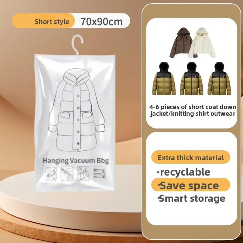 Home Essential Down Jacket Vacuum Bag Compression Bag Clothes Hanging Garment Bag Multi-Hole Large Thickened Storage Organizer Bag