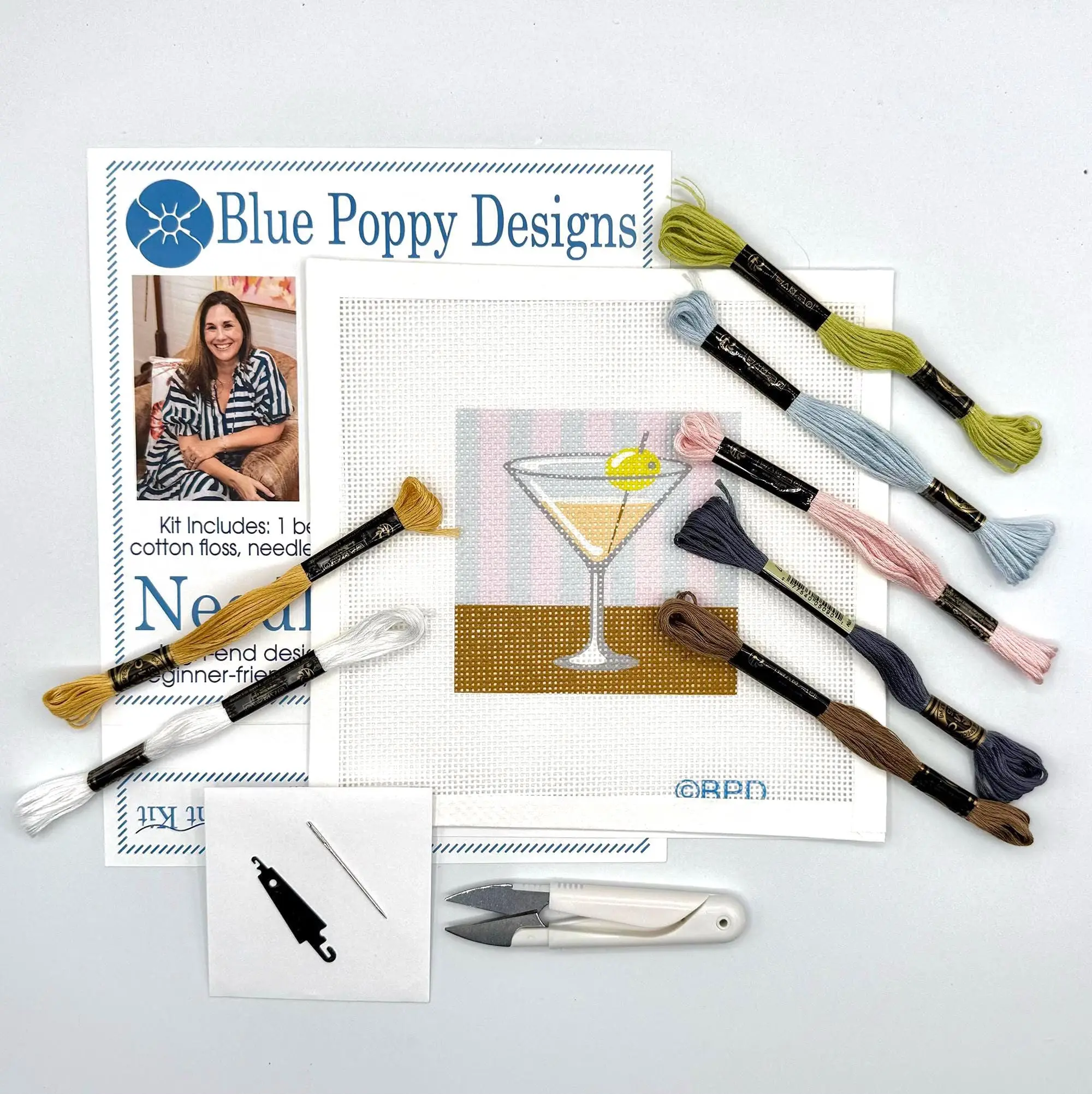 Martini on a striped background Needlepoint Kit
