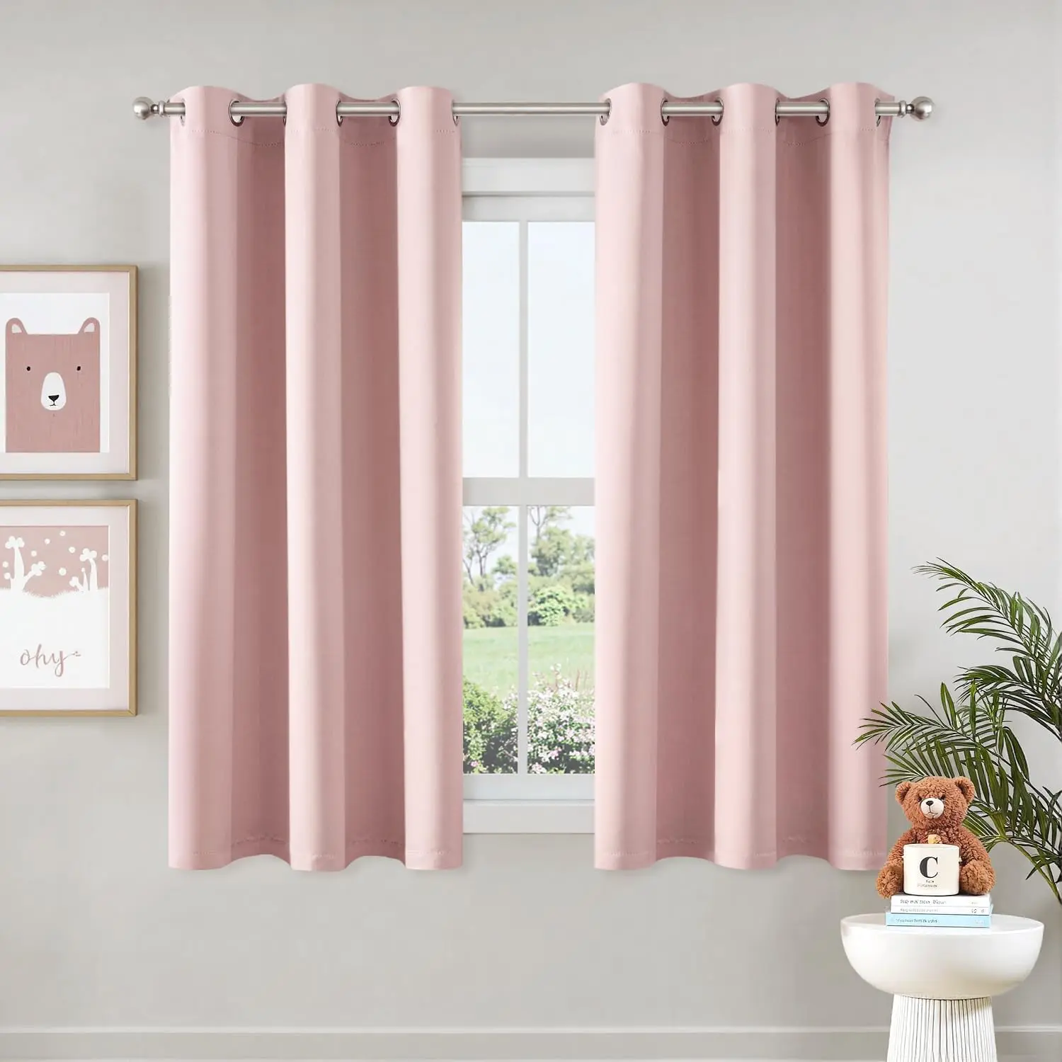 Blackout Curtains for Bedroom Living Room 2 Panels,63 Inches Long 40x63 Inch Pink