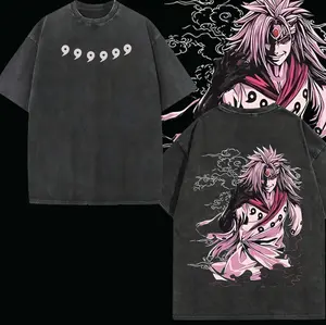 Limited Edition Madara Uchiha T-Shirt - Double Printed Washed Tee Unisex Oversize, Acid Washed Lightweight Cotton, Naruto Anime Manga, Uchiha Clan, Gift for Anime Fan