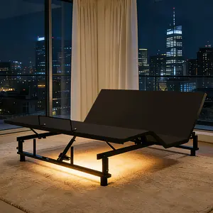 King Size Bed Frame, Adjustable Base with Head & Ft Incline, Quiet Motor, 0 Gravity Function, 4-Port USB Charging, Under-Bed Nightlight