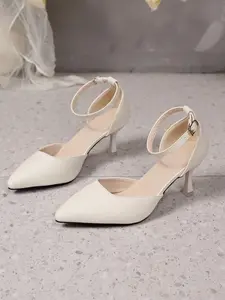 Elegant High Heels for Women, Classy Stiletto, Breathable PU Leather, All Season Wear, Stylish Pointed Toe Design, Fashionable Low Ankle Shoes, Elegant Heeled Shoes