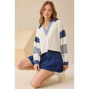 Altar'd State Blake Cropped Polo Women's Pullover