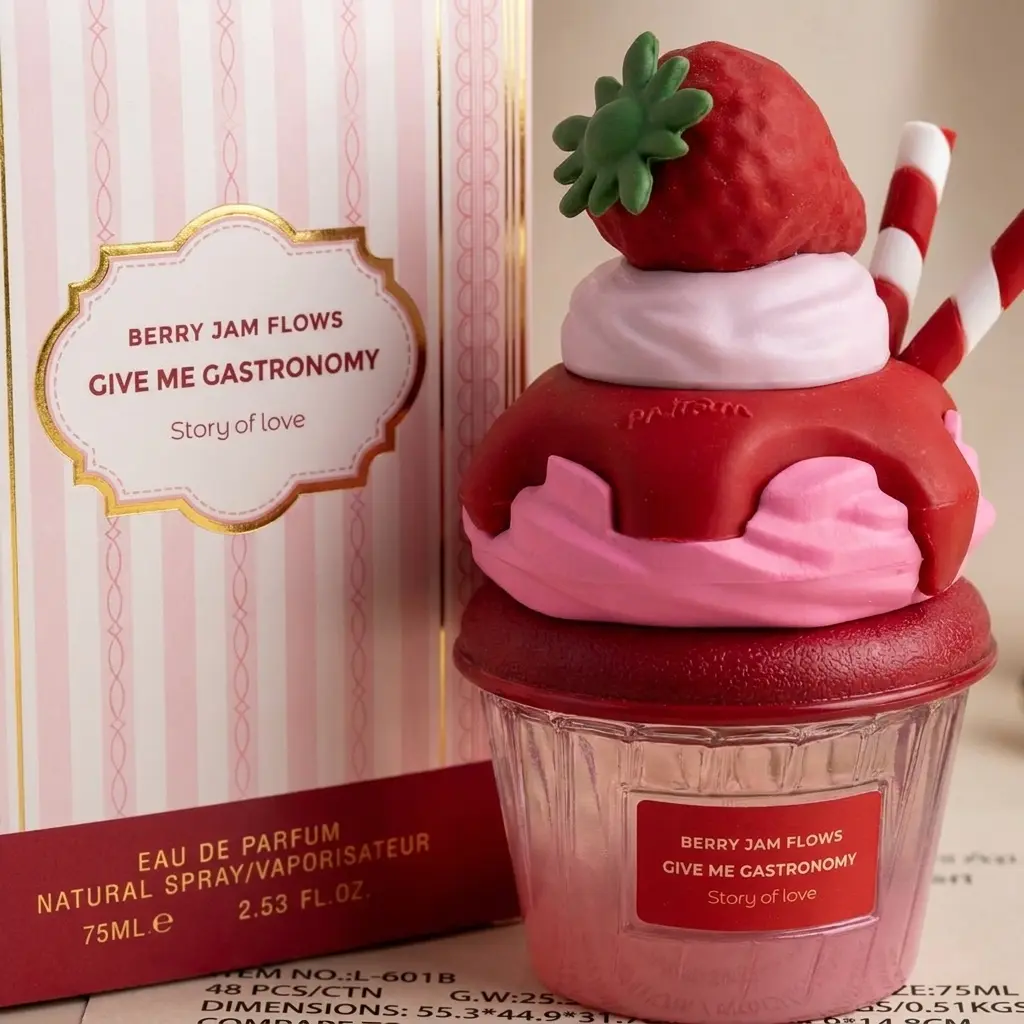 Sweet Strawberry Cake Perfume for Women 75ml, Cute Cupcake Bottle Eau De Parfum, Berry Vanilla Gourmand Fragrance, Long Lasting Dessert Scent, Perfect Gift for Girls & Women