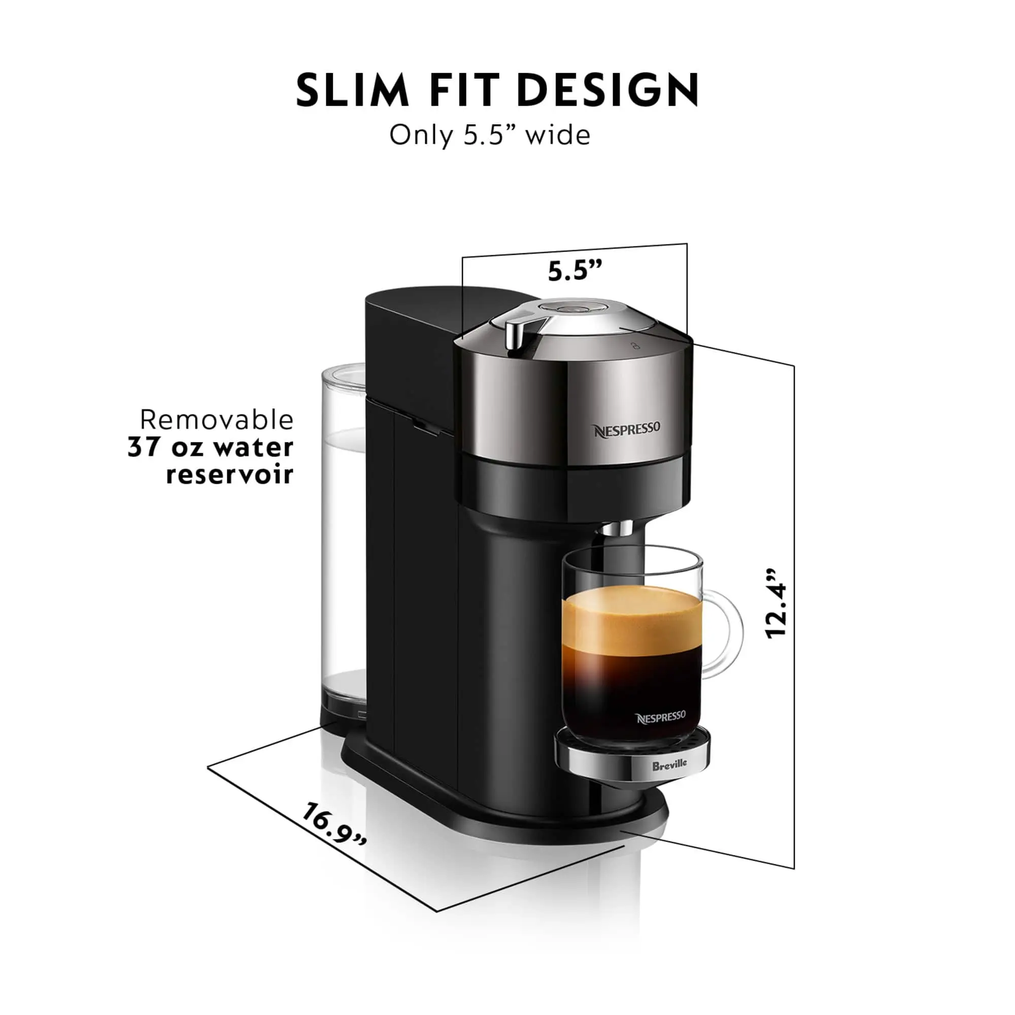 Nespresso - Vertuo Next Deluxe Bundle by Breville - Dark Chrome Nespresso - Vertuo Next Deluxe Bundle by Breville - Dark Chrome