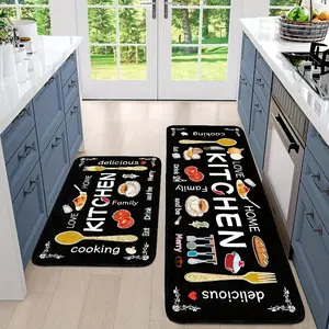 Modern Cow Print Kitchen Mat Set (2pc/3pc) | Non-Slip Rubber Bottom Floor Rugs | Easy Clean Home Decor Essentials Decorative Kitchen Rug