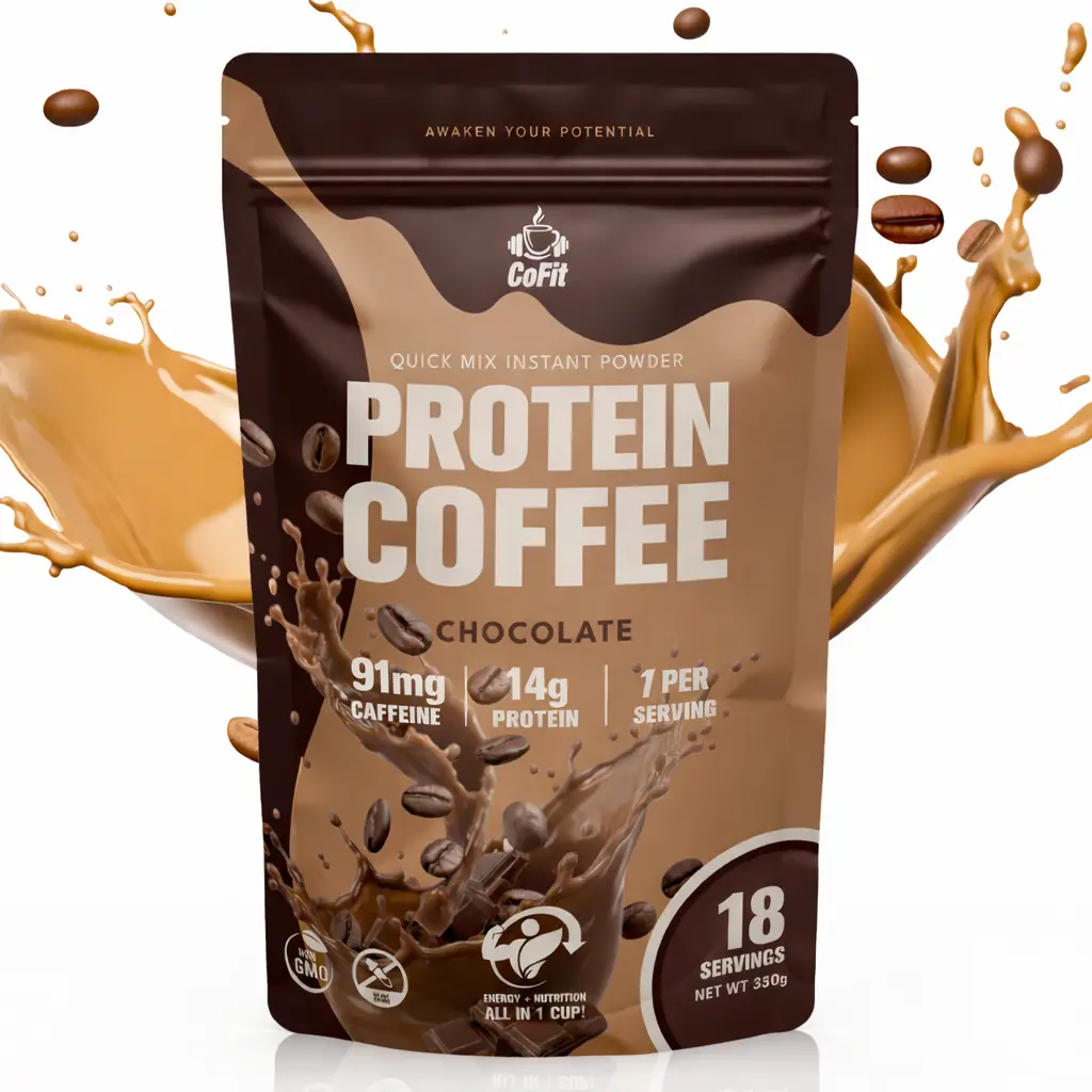 COFIT Instant Iced Coffee Whey Protein Isolate Drink - Arabica Base, Chocolate Flavor, 14g Per Serving, 25 Servings/550g, Sugar Free, Low Sugar, Alcohol Free, All-Natural, Energy & Focus, Healthy Fitness Breakfast Beverage