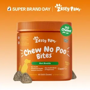 Zesty Paws Chew No Poo Bites™ for Dogs - Chicken Flavor All Natural Digestive Support Supplements with Capsimax & Probiotics