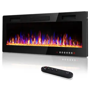 Electric Fireplace for Living Room in-Wall Recessed and Heater with Multicolor Flame,Timer,750/1500W,Touch Screen & Remote Control household warmer